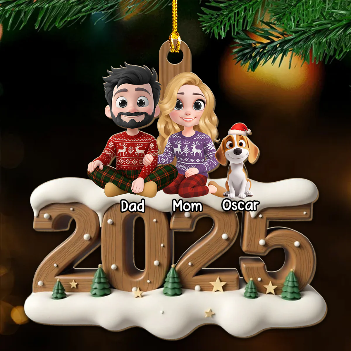 As A Family Now Onwards - Personalized Custom 3D Effect Wood Ornament - Image 2