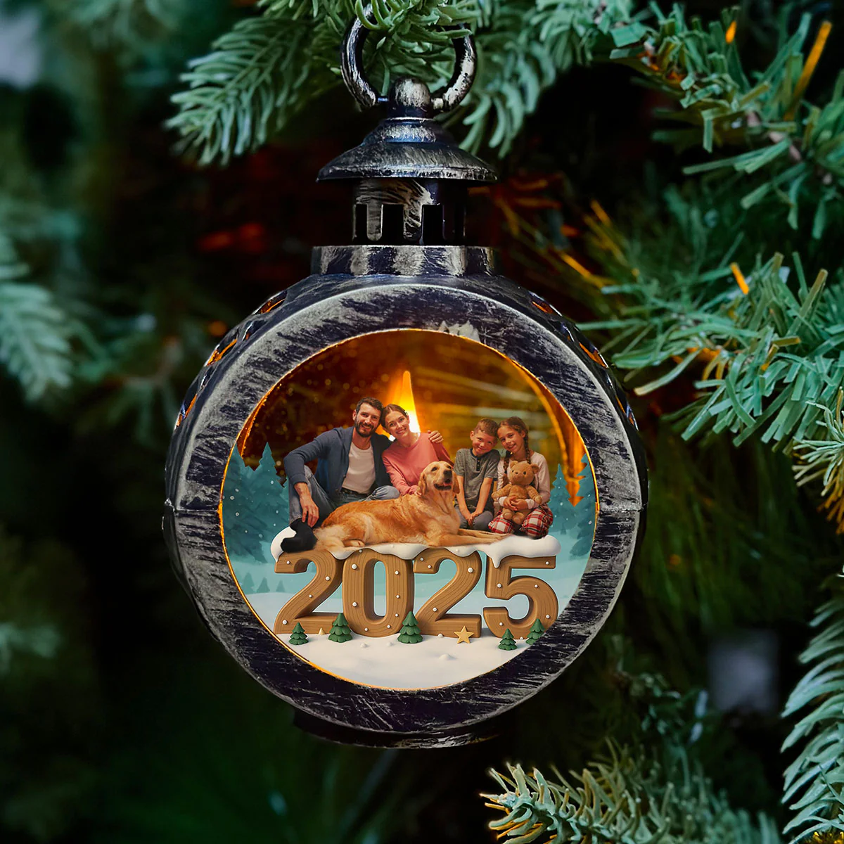As A Family Now Onwards Photo - Personalized Custom 3D Effect Christmas Lantern - Image 2