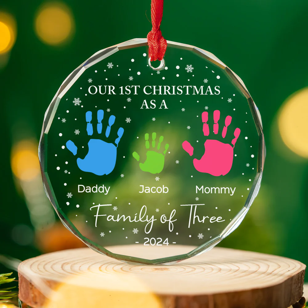 As A Family Of Four - Personalized Custom Glass Ornament - Image 4