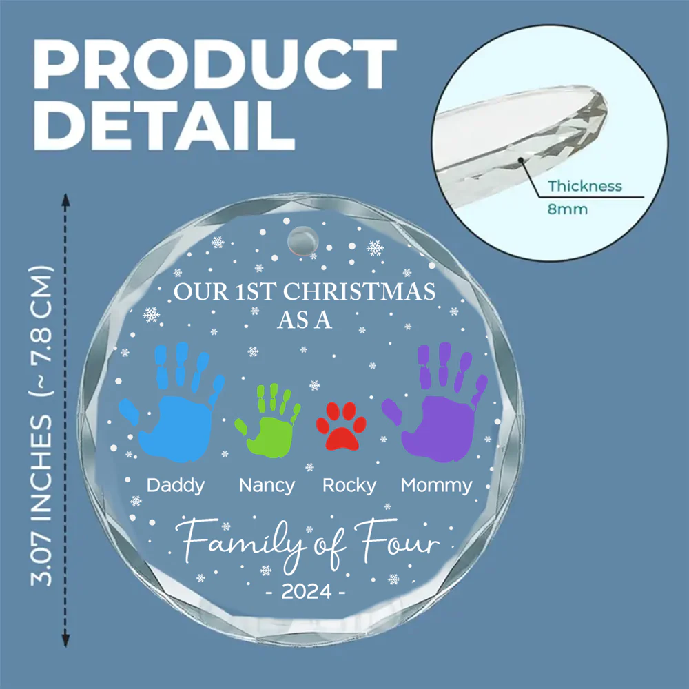 As A Family Of Four - Personalized Custom Glass Ornament - Image 5