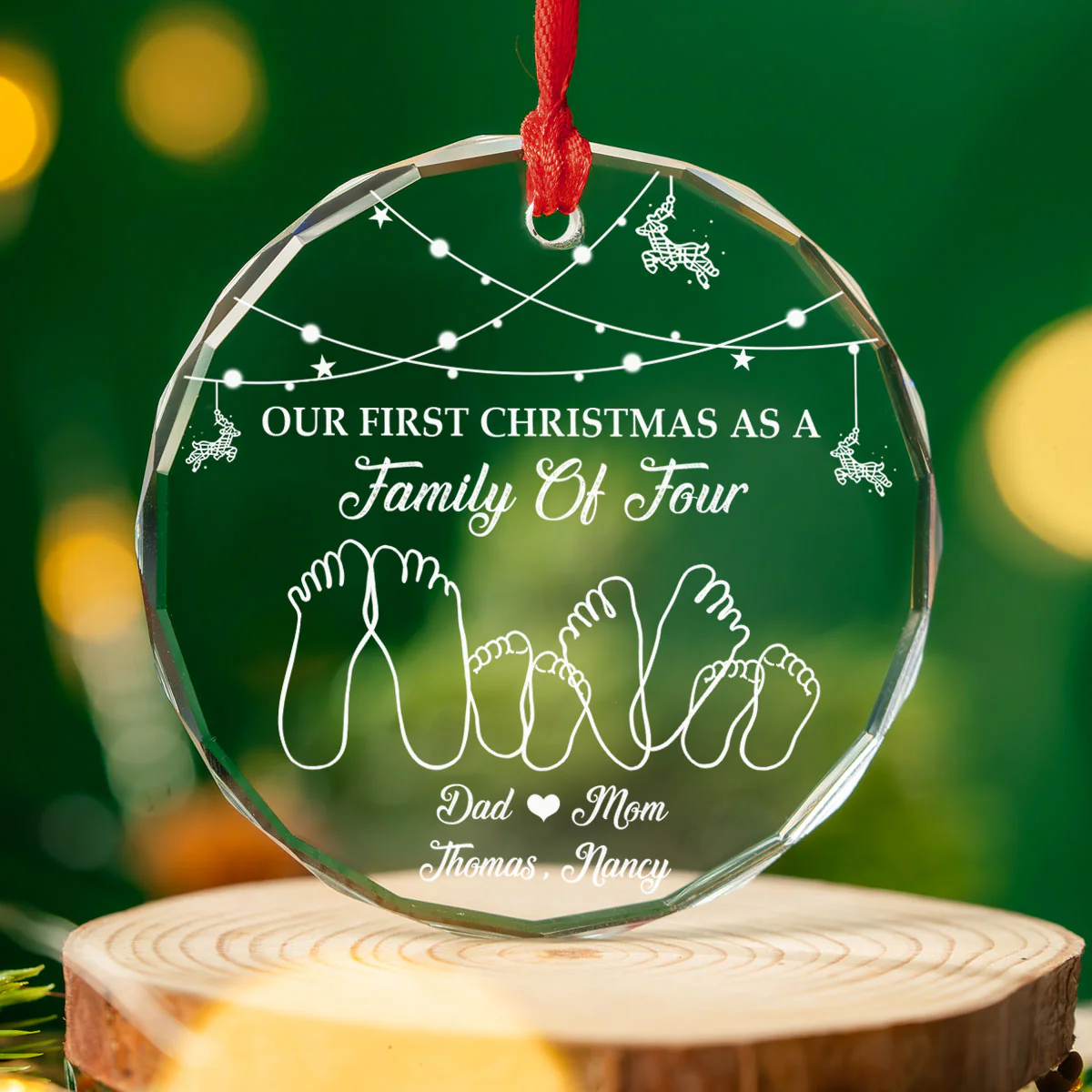 As A Family Of Three - Personalized Custom Glass Ornament - Image 2