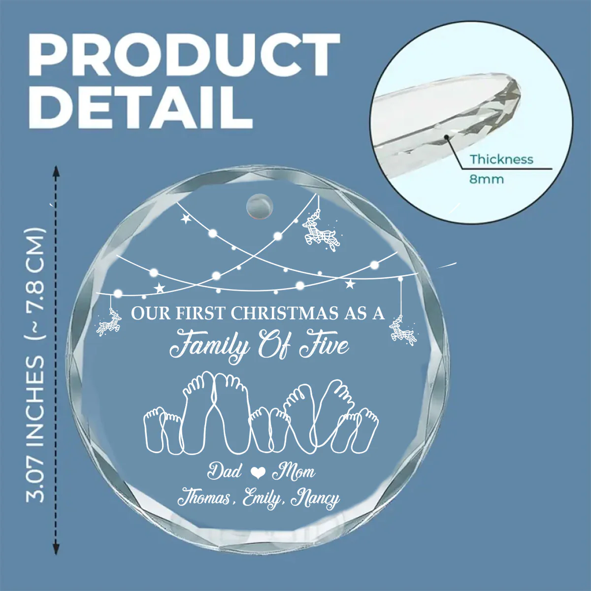 As A Family Of Three - Personalized Custom Glass Ornament - Image 5