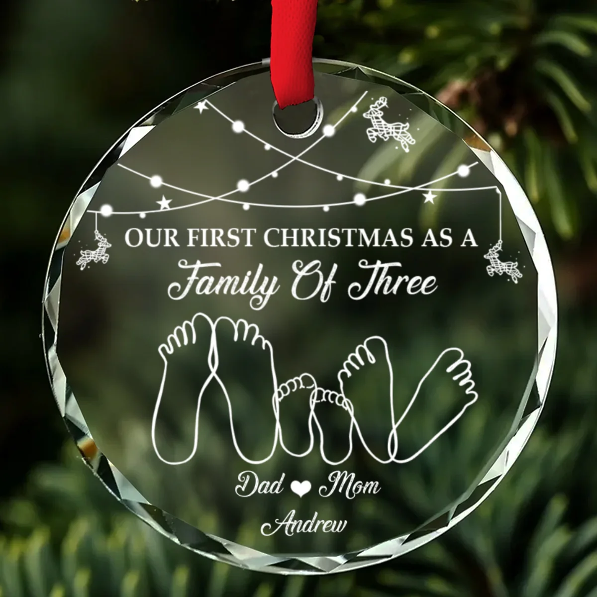 As A Family Of Three - Personalized Custom Glass Ornament - Image 6
