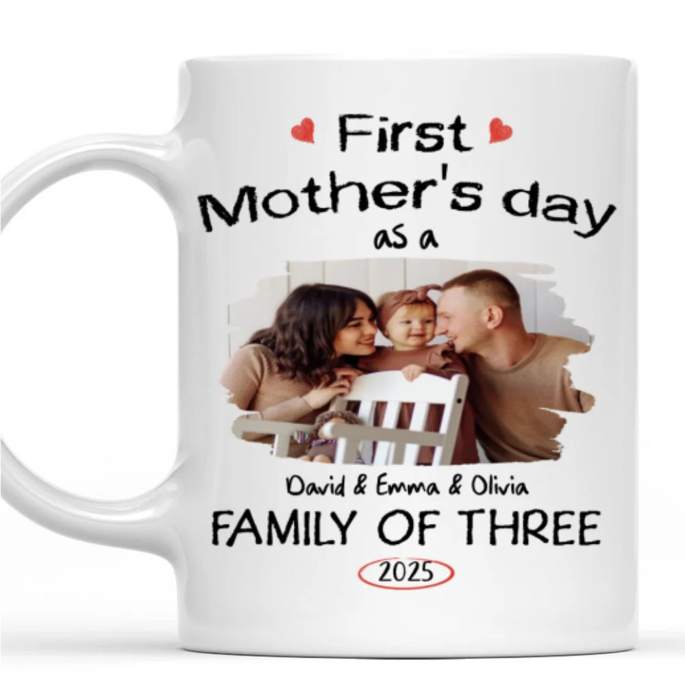 As A Family Of Three Photo - Personalized Custom Coffee Mug - Image 3