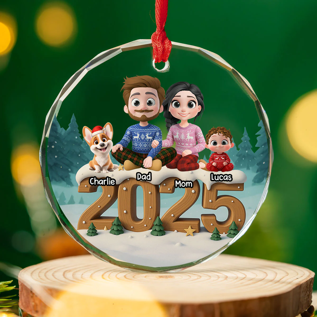 As A Family Onwards Extended Ver - Personalized Custom 3D Effect Glass Ornament - Image 3