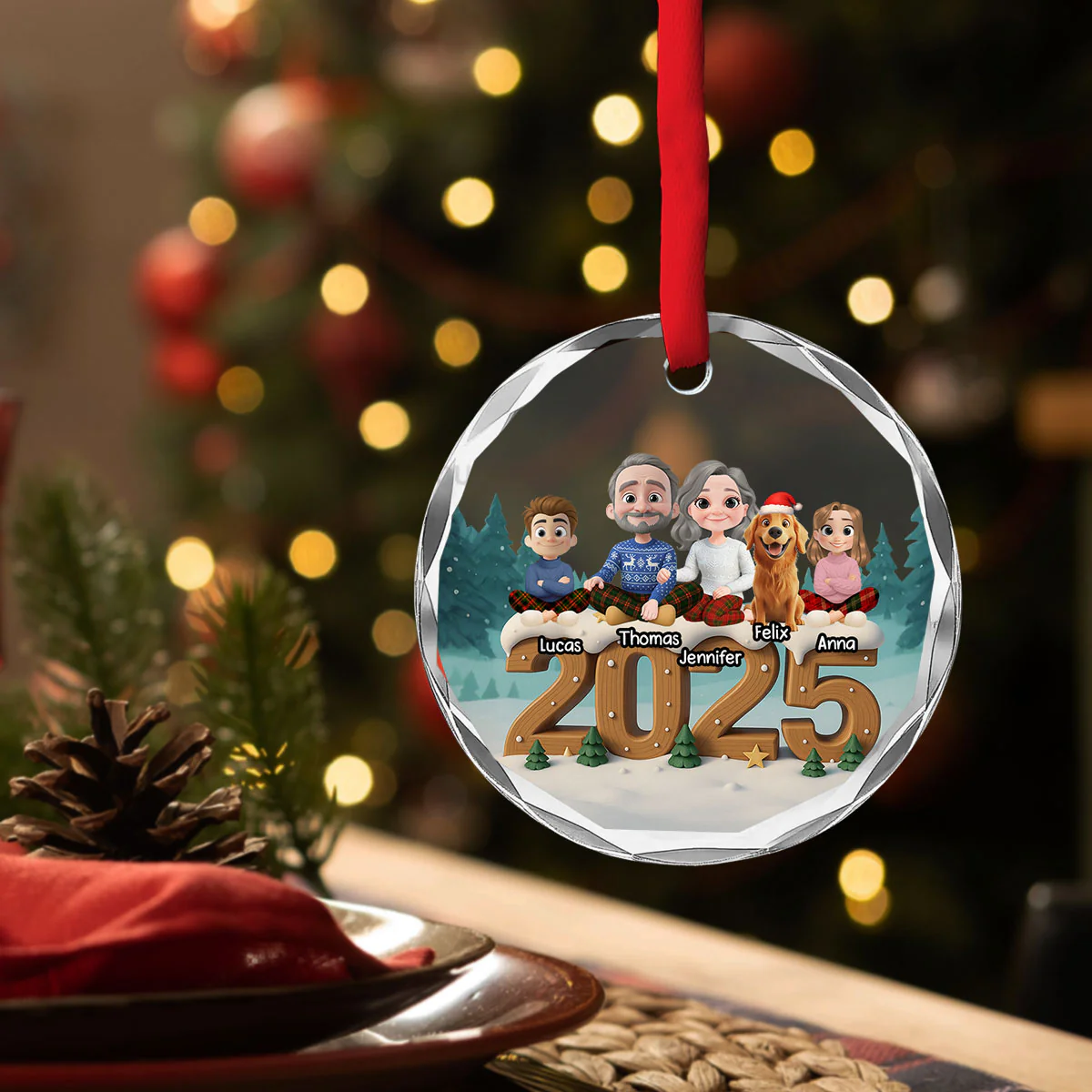 As A Family Onwards Extended Ver - Personalized Custom 3D Effect Glass Ornament - Image 4