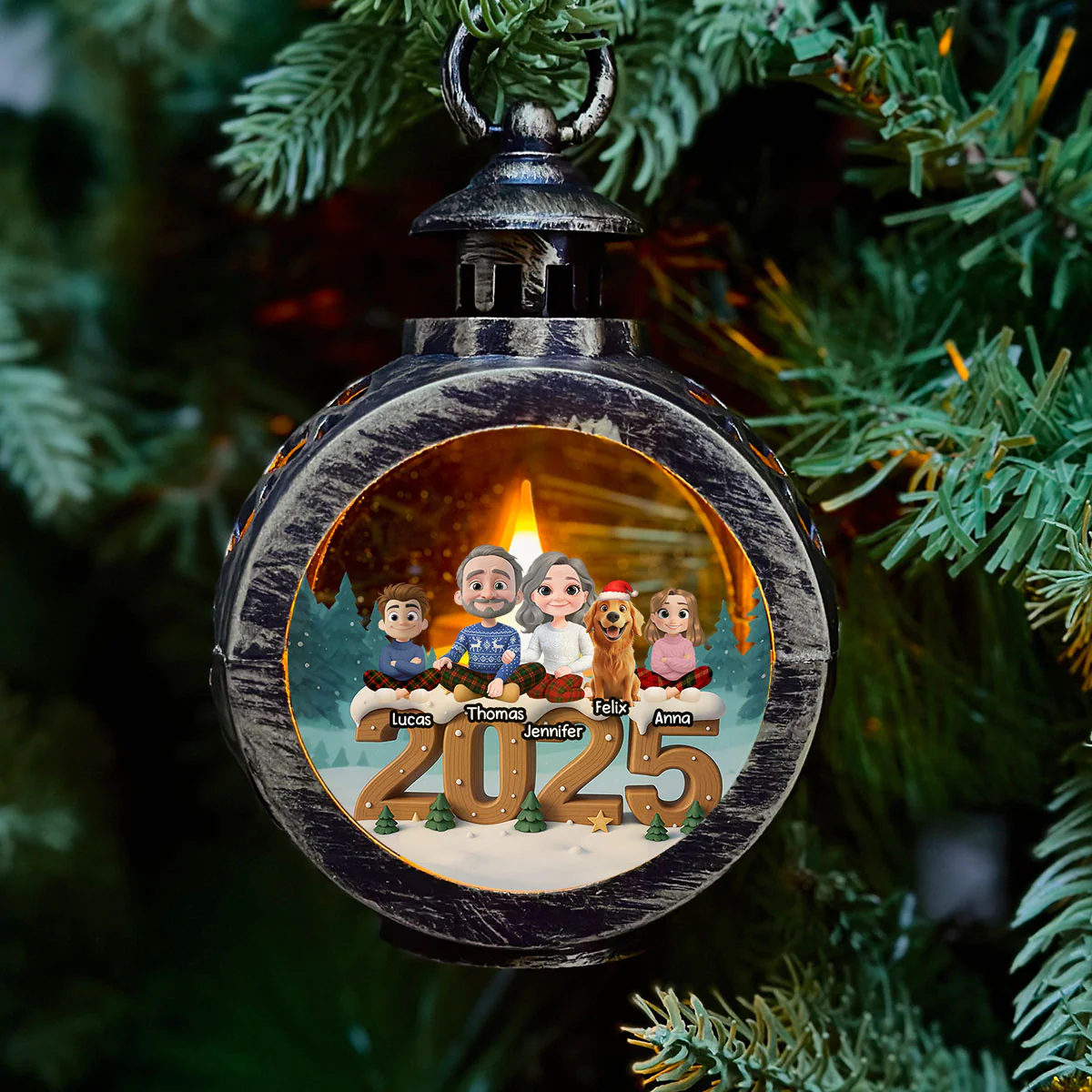As A Family Onwards Extended Version 2 - Personalized Custom 3D Effect Christmas Lantern - Image 2
