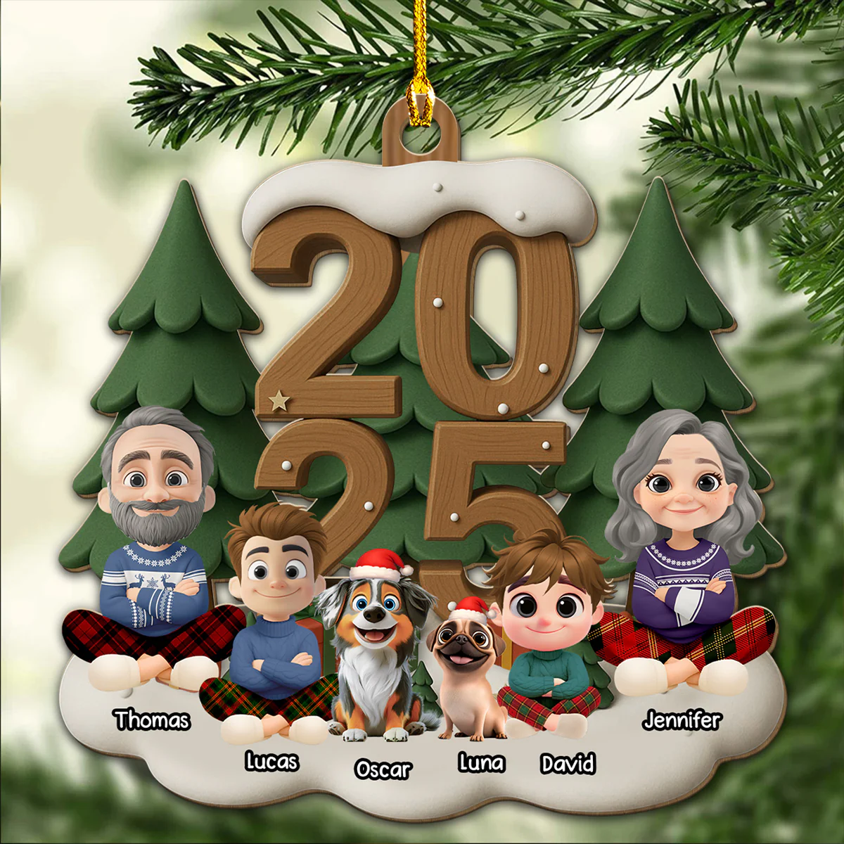 As A Family This Year - Personalized Custom 3D Effect Wood Ornament - Image 4