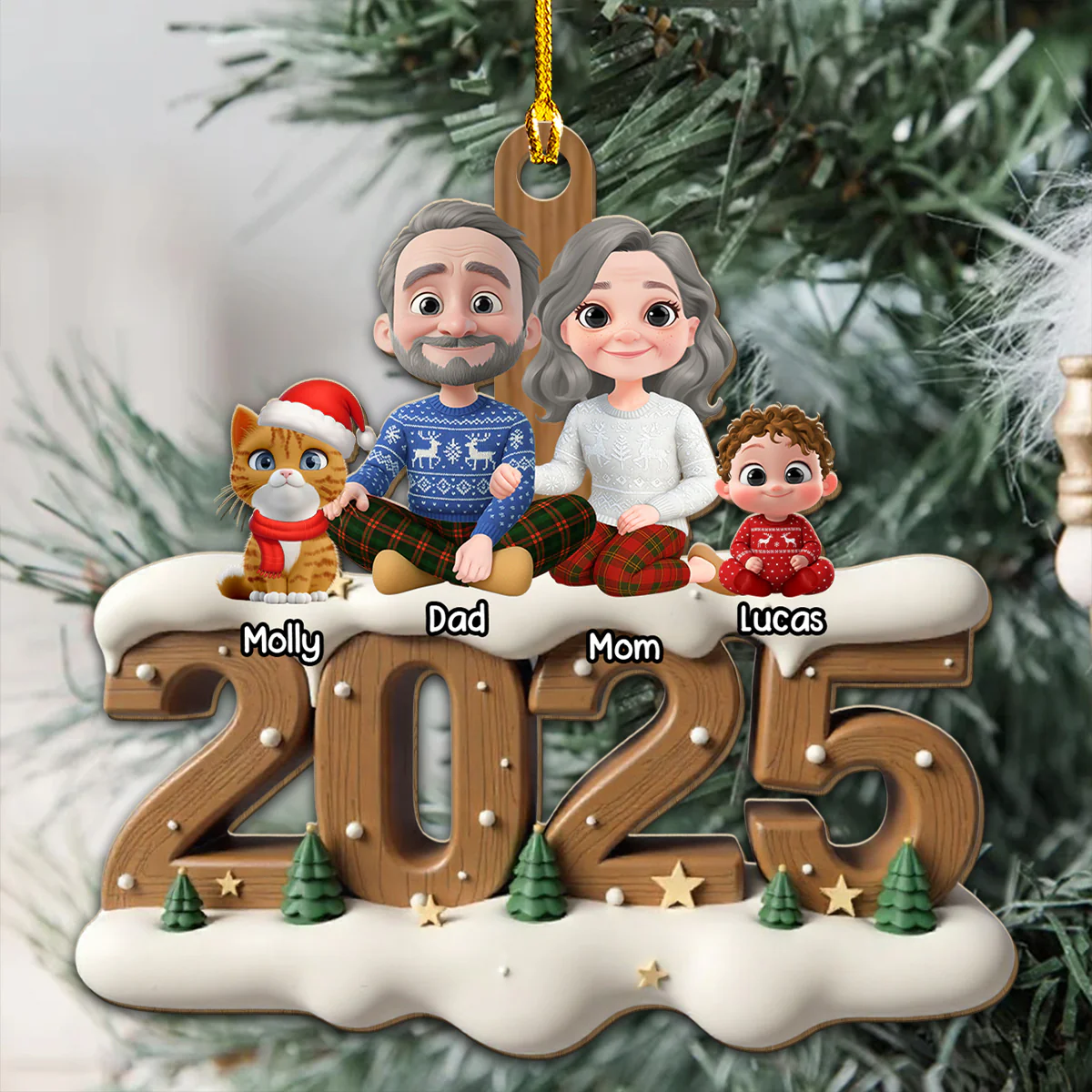As A Family With Fur Babies - Personalized Custom 3D Effect Wood Ornament - Image 3