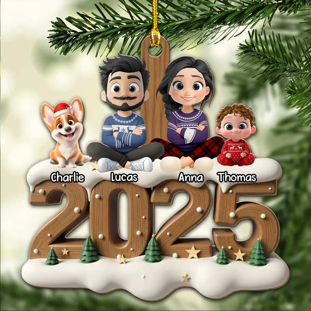 As A Whole Family Now Onwards - Personalized Custom 3D Effect Wood Ornament - Image 4