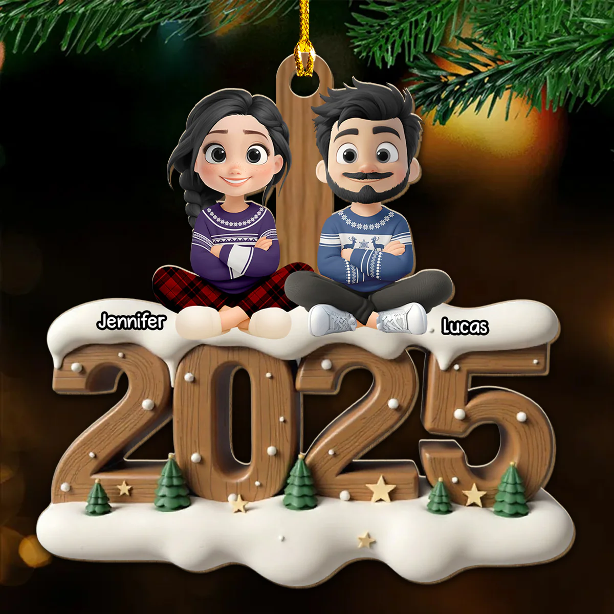 As An Extended Family - Personalized Custom 3D Effect Wood Ornament - Image 2