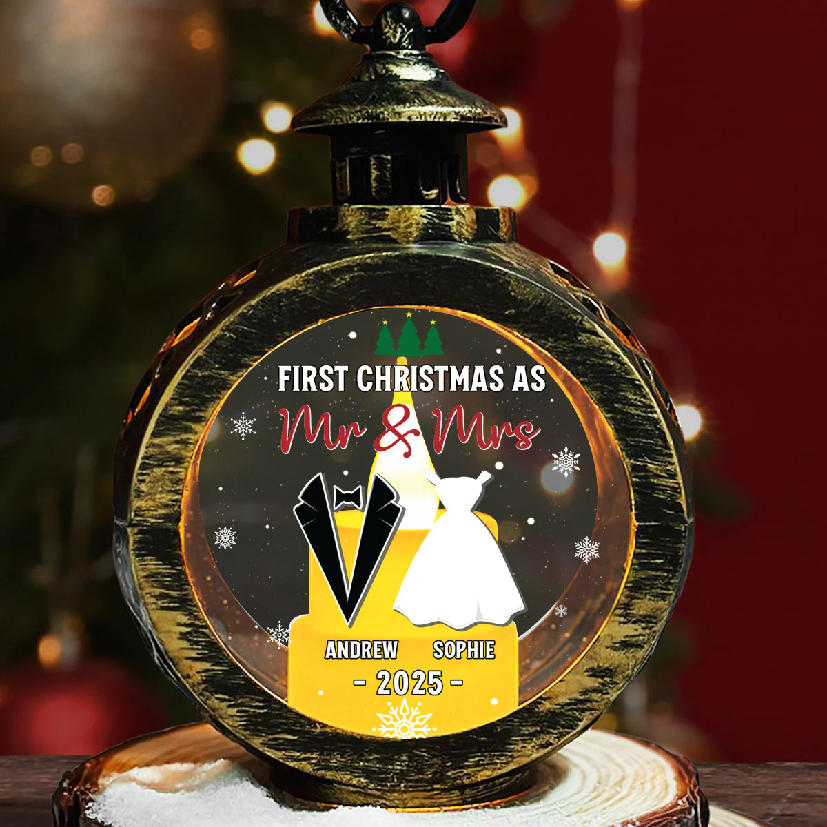 As Mr And Mrs - Personalized Custom Christmas Lantern