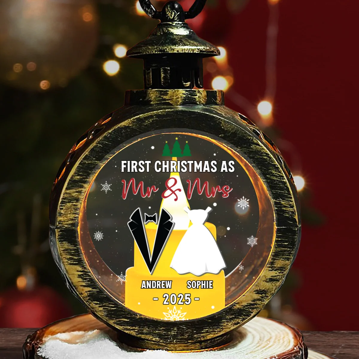 As Mr And Mrs - Personalized Custom Christmas Lantern - Image 6