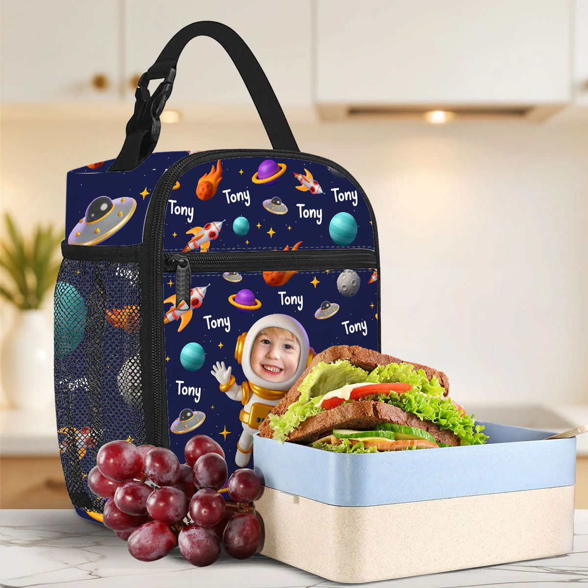 Astronaut In Space - Personalized Custom Insulated Lunch Bag - Image 3