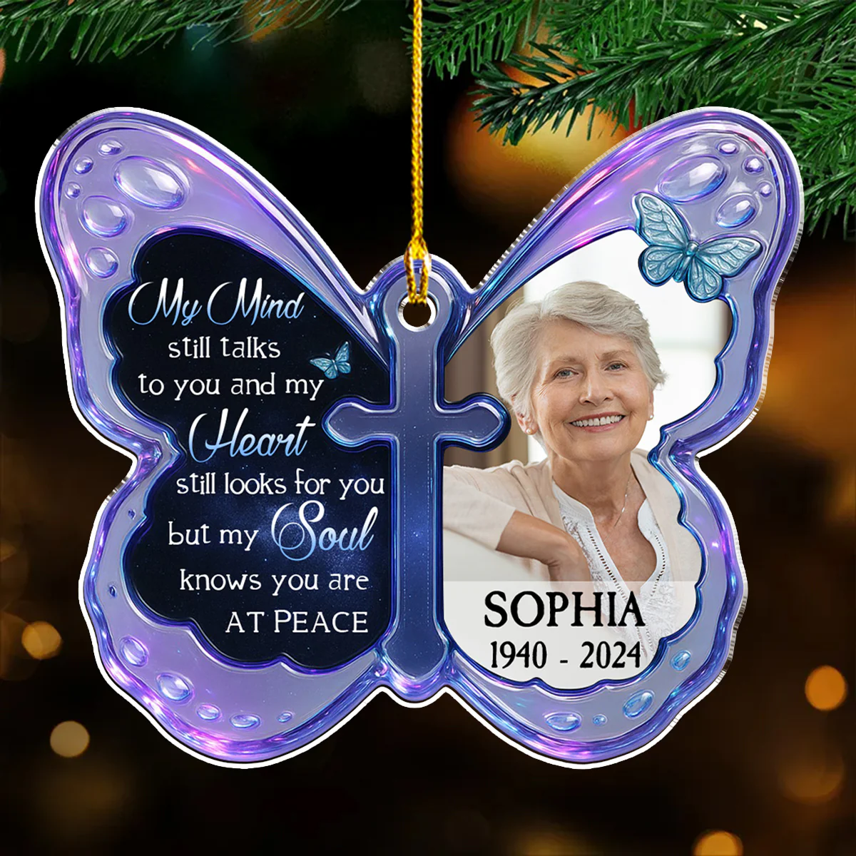 At Peace - Personalized Custom Acrylic Ornament - Image 3