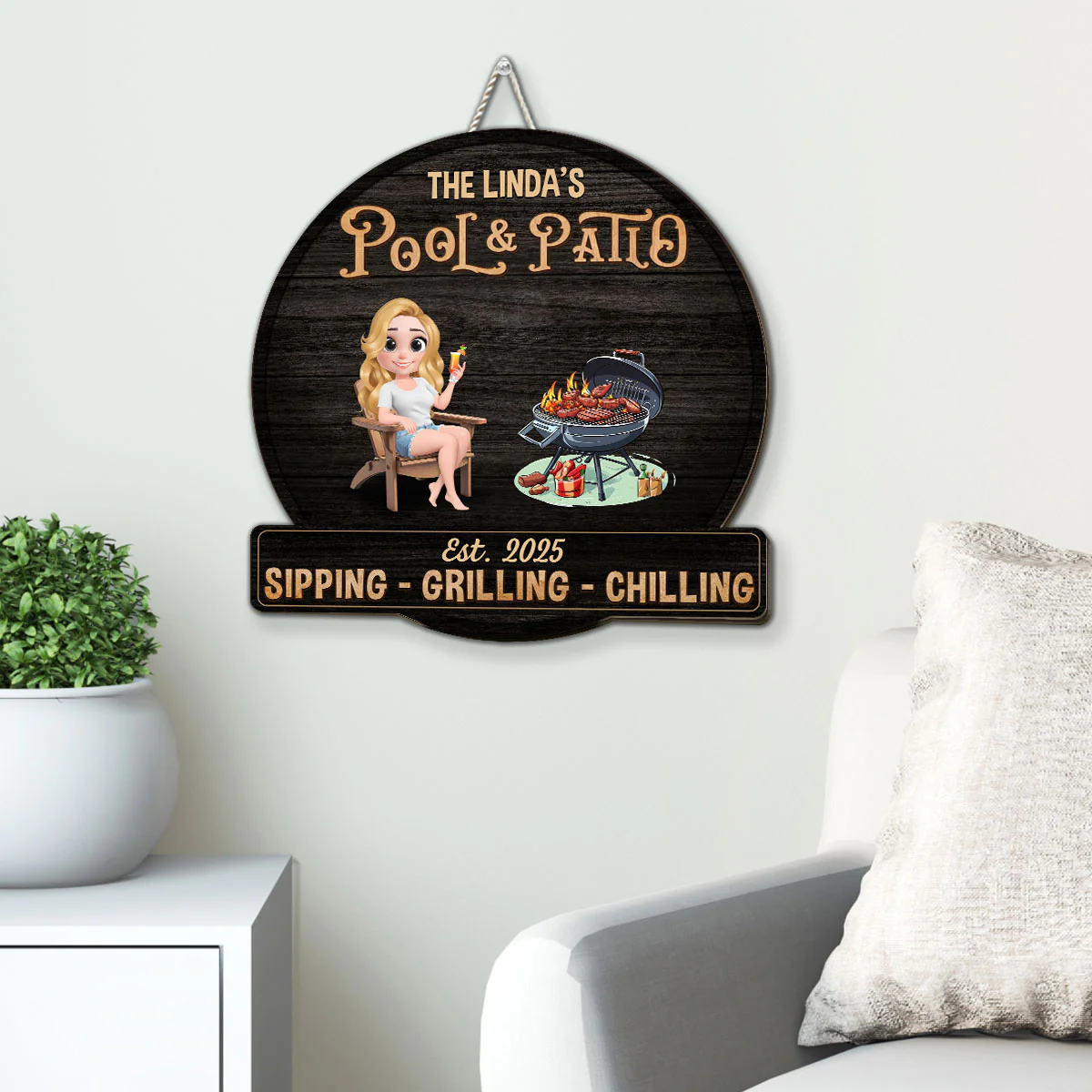 At Pool And Patio - Personalized Custom Wood Sign - Image 2