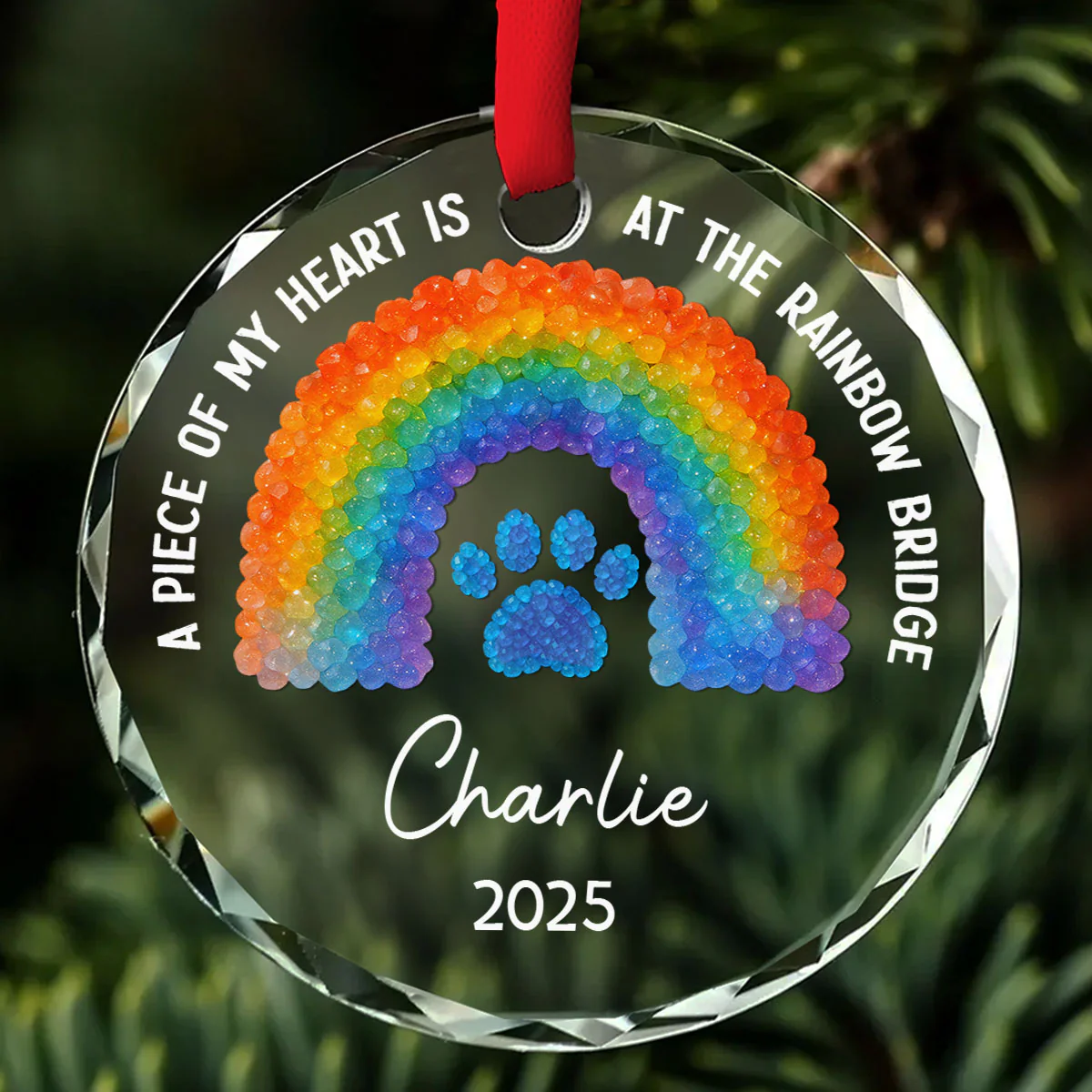 At Rainbow Bridge - Personalized Custom Glass Ornament