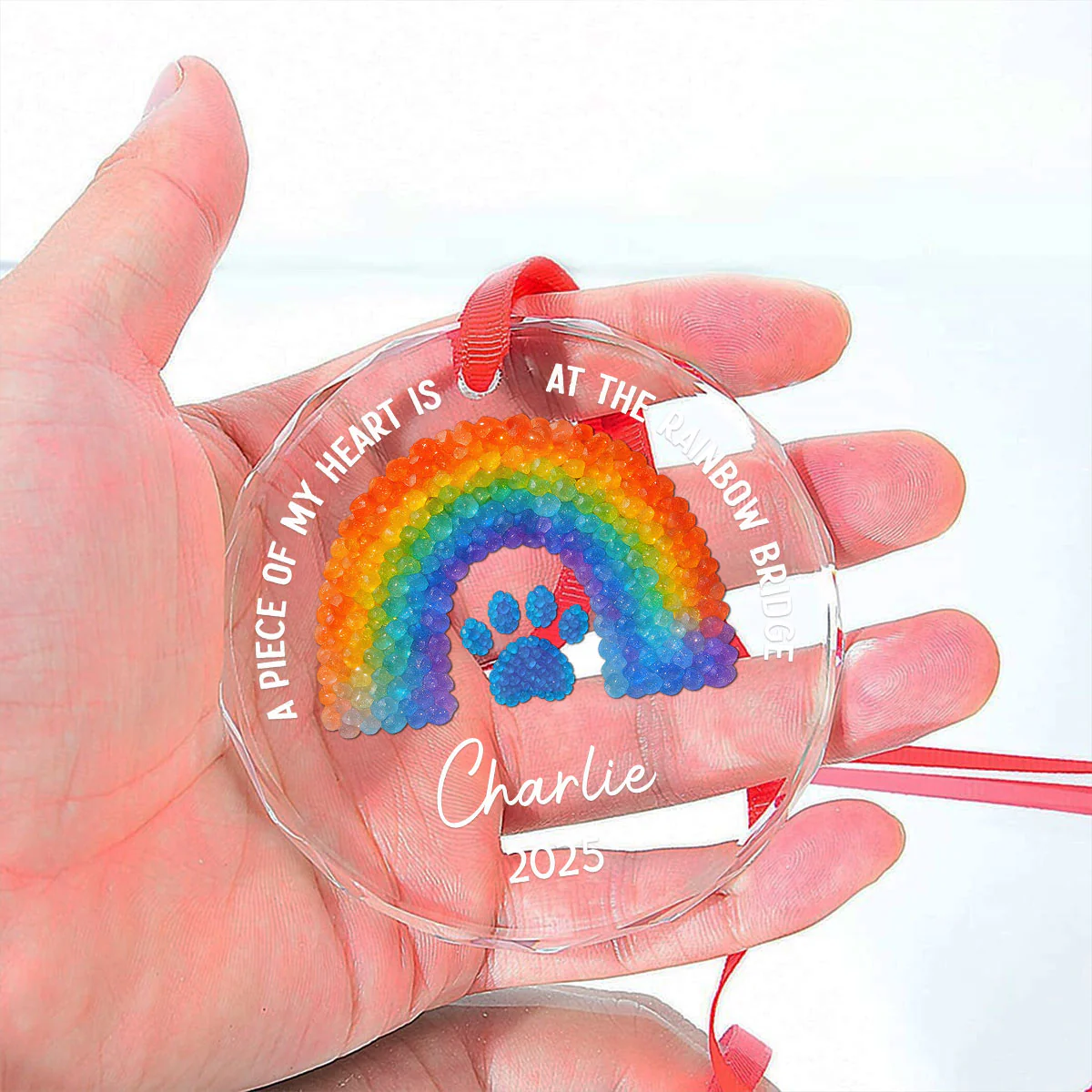 At Rainbow Bridge - Personalized Custom Glass Ornament - Image 5