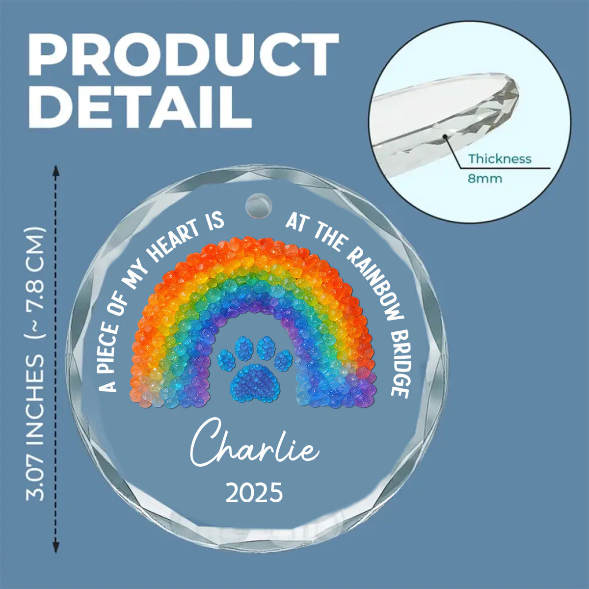 At Rainbow Bridge - Personalized Custom Glass Ornament - Image 6