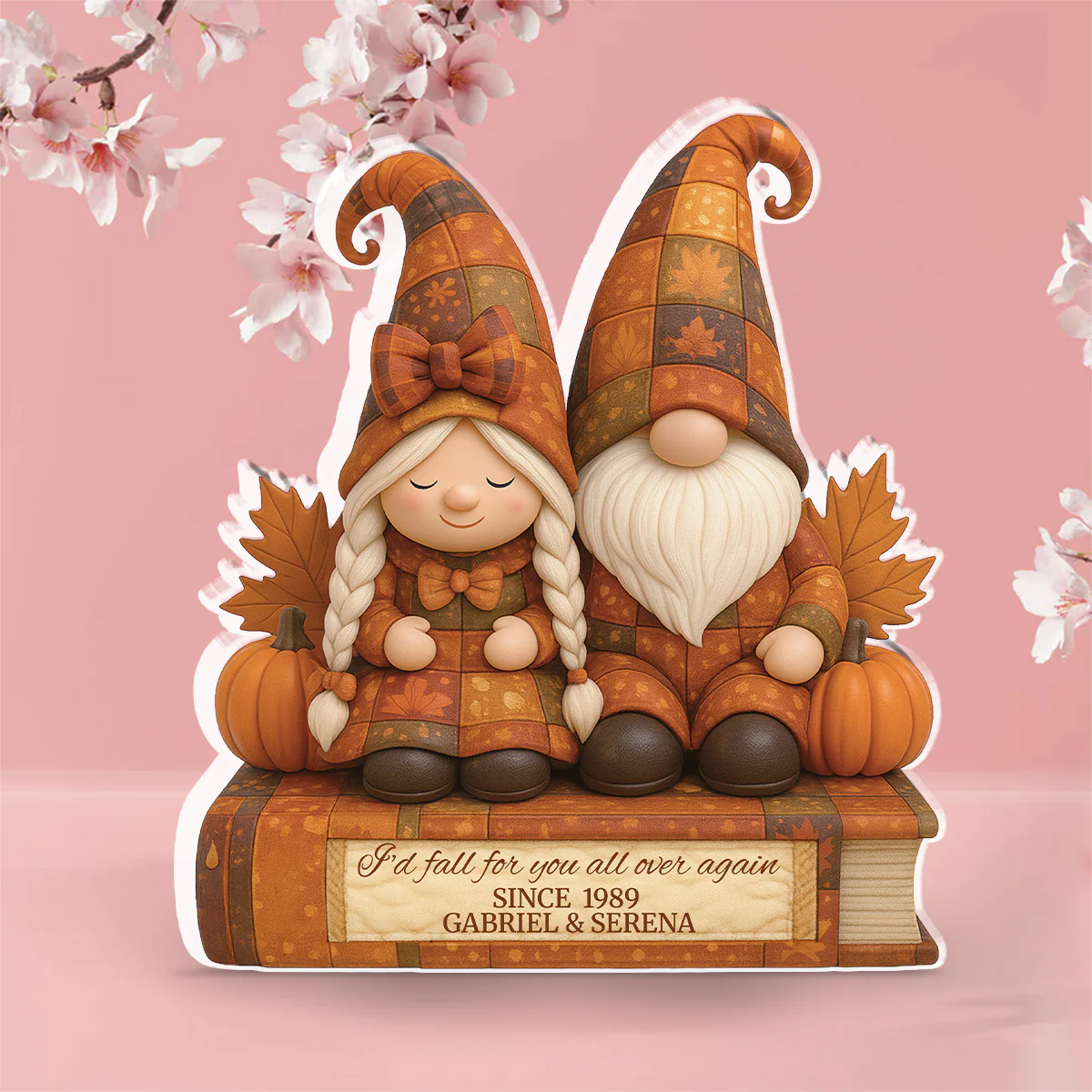 Autumn Gnome Couple - Personalized Custom Acrylic Plaque - Image 2