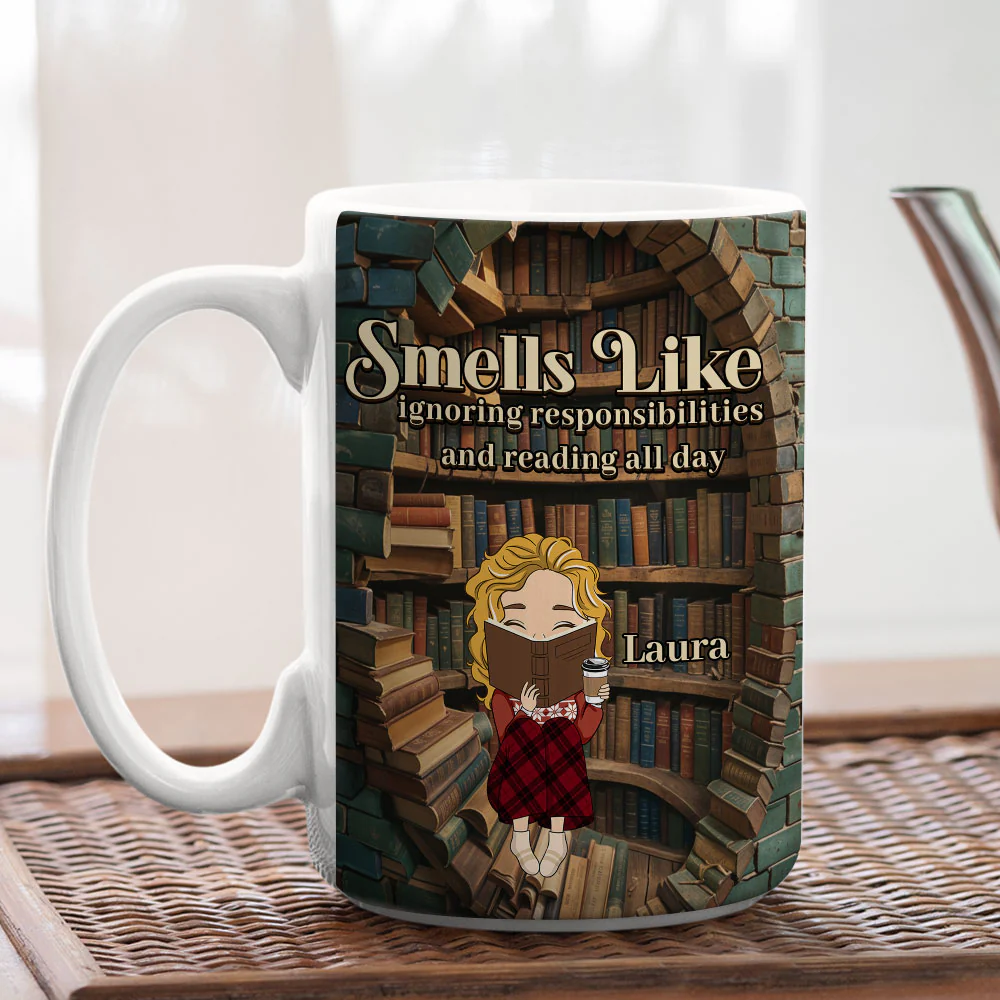 Avoiding Responsibilities, Enjoying Books - Personalized Custom Coffee Mug - Image 5