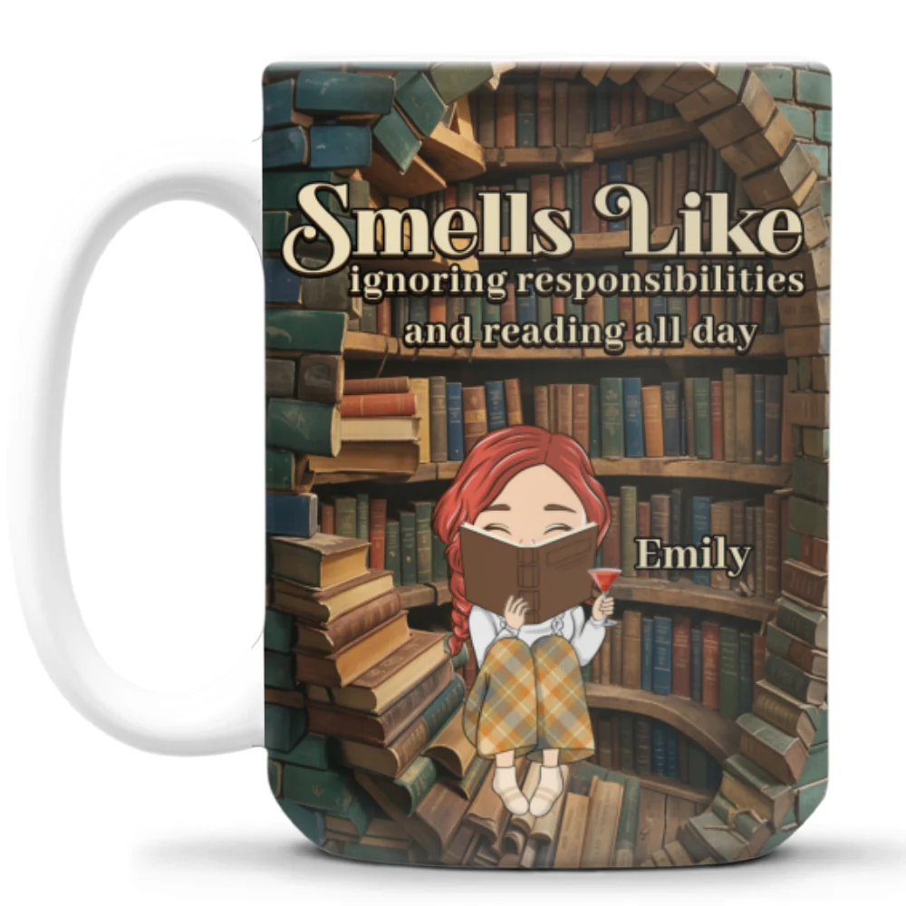 Avoiding Responsibilities, Enjoying Books - Personalized Custom Coffee Mug - Image 7