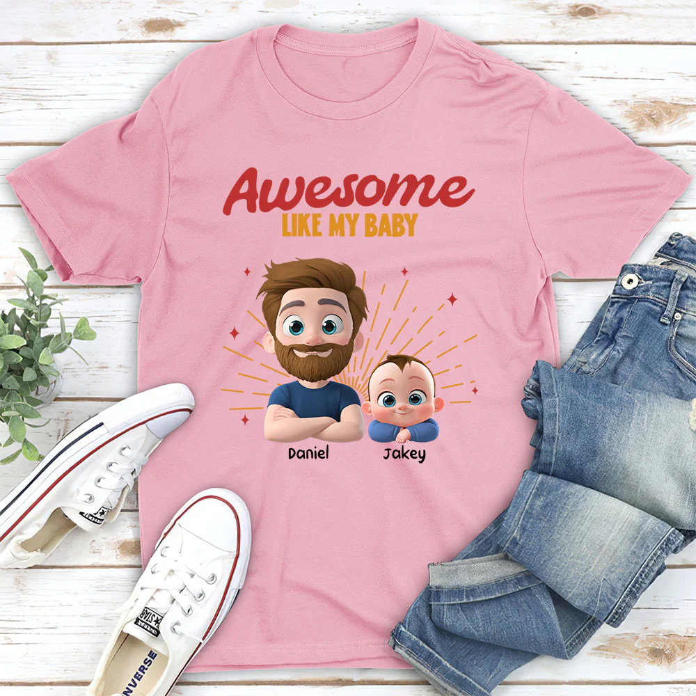 Awesome Baby Dad - Personalized Custom T-Shirt And Onesie - Image 4