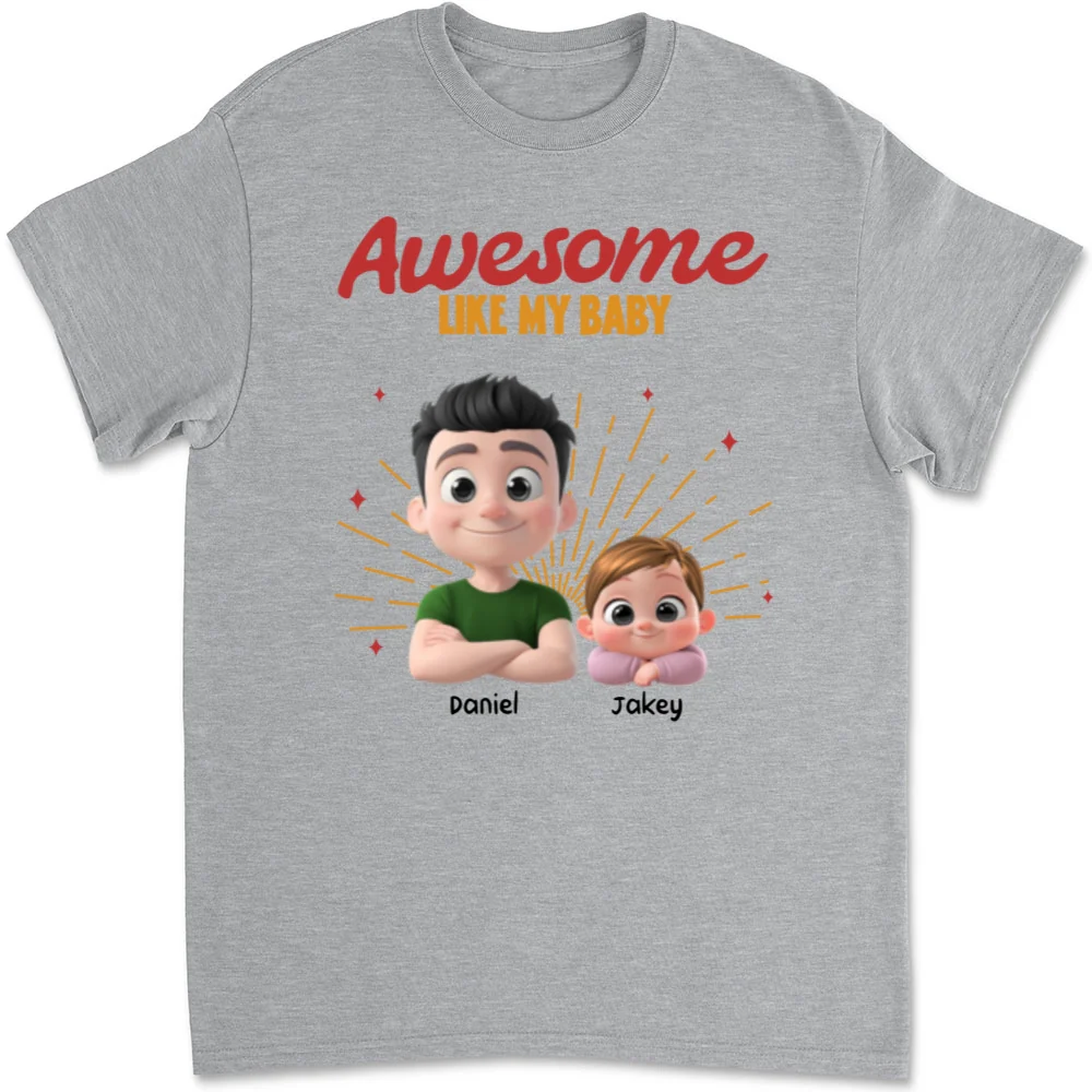 Awesome Baby Dad - Personalized Custom T-Shirt And Onesie - Image 6