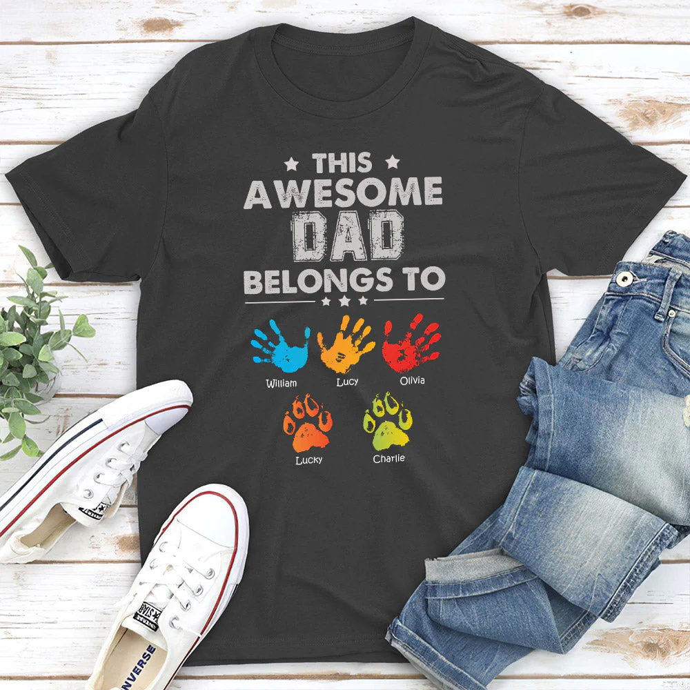 Awesome Dad Belongs To - Personalized Custom Shirt - Image 3