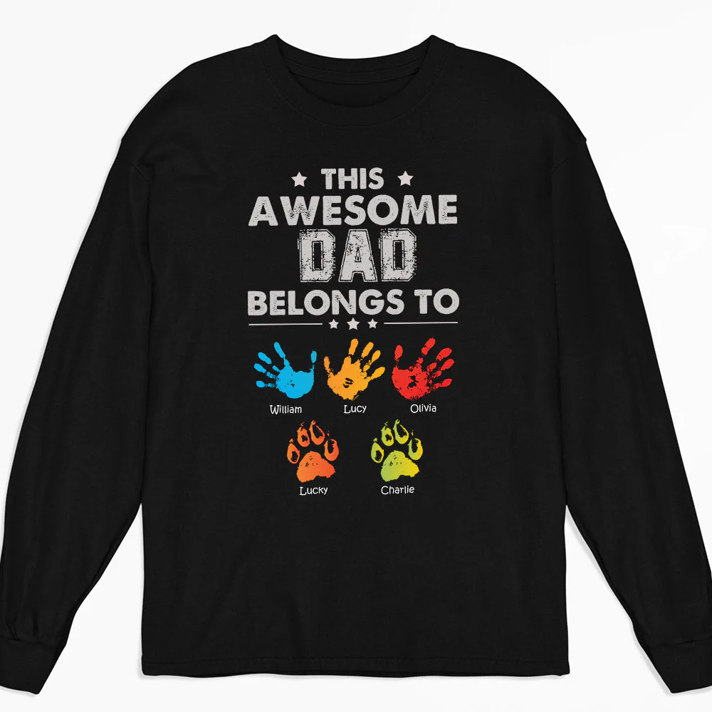 Awesome Dad Belongs To - Personalized Custom Shirt - Image 4
