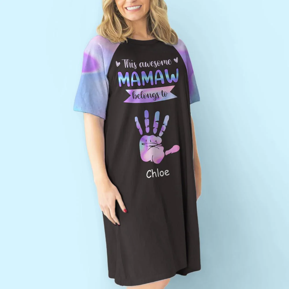 Awesome Grandma With Hands - Personalized Custom 3/4 Sleeve Dress - Image 3