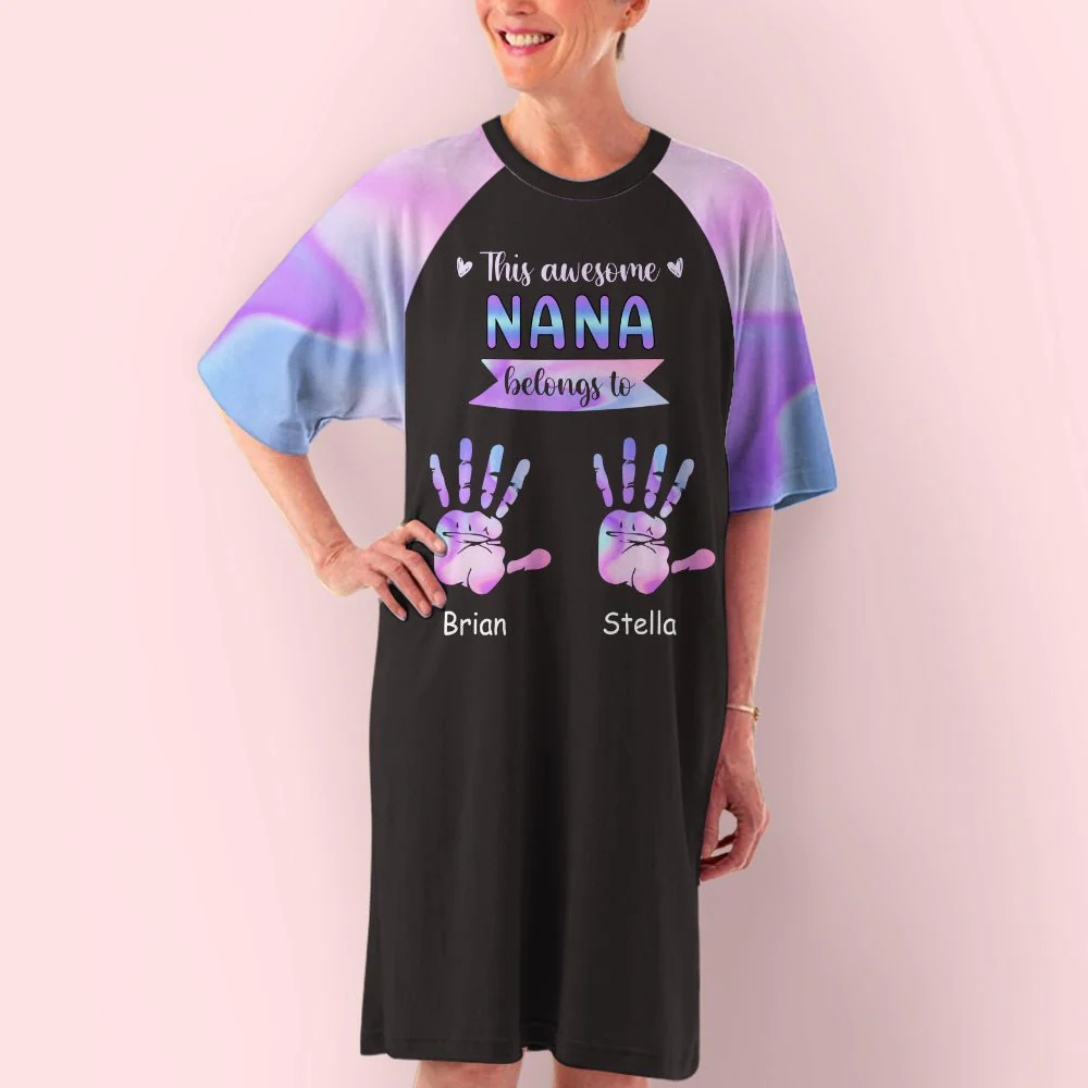Awesome Grandma With Hands - Personalized Custom 3/4 Sleeve Dress - Image 4
