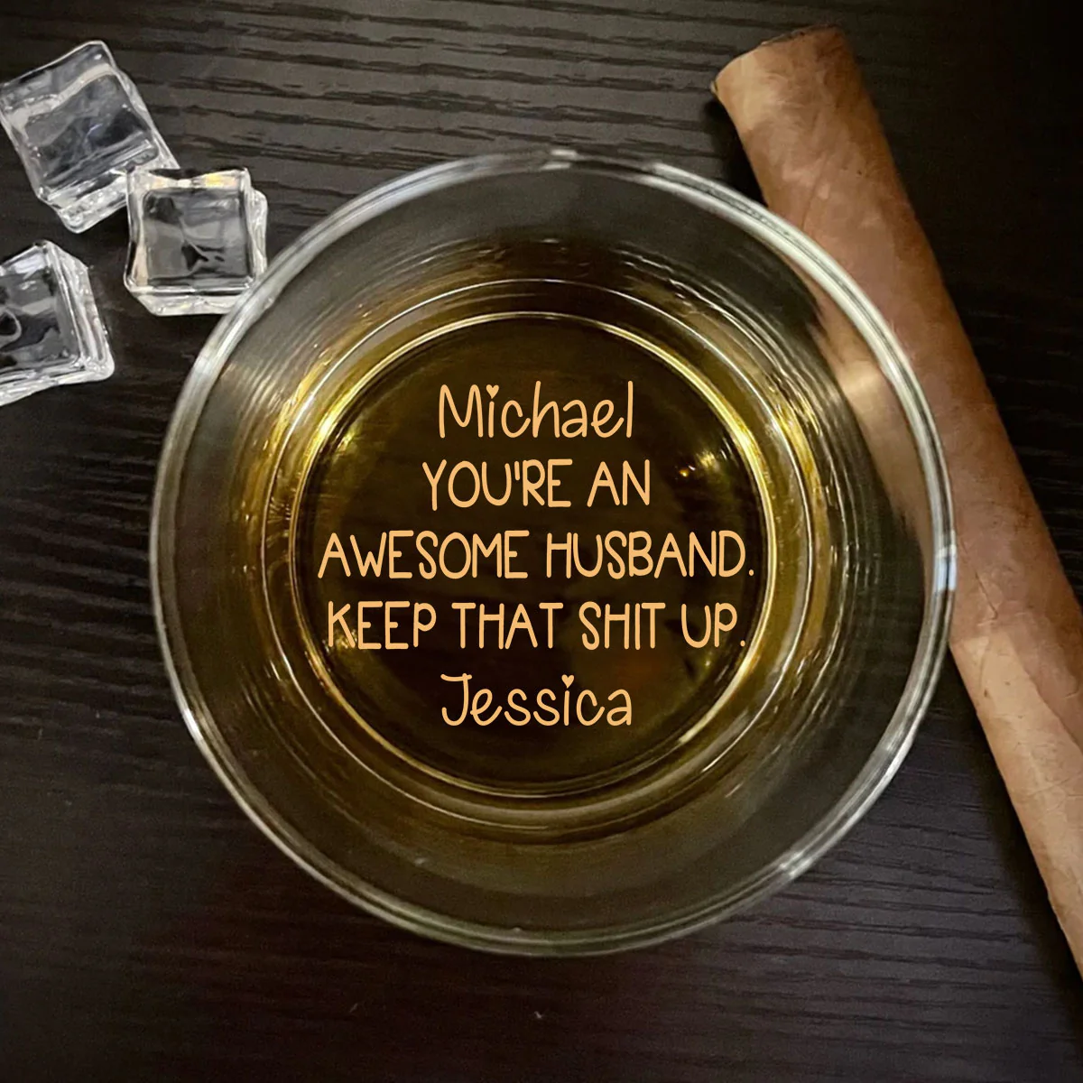 Awesome Husband - Personalized Custom Engraved Whiskey Glass - Image 4