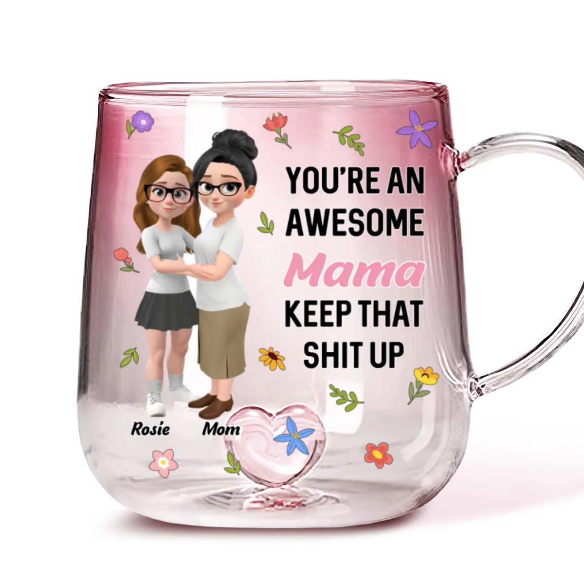 Awesome Mom - Personalized Custom Pink Gradient Glass Mug - Image 4