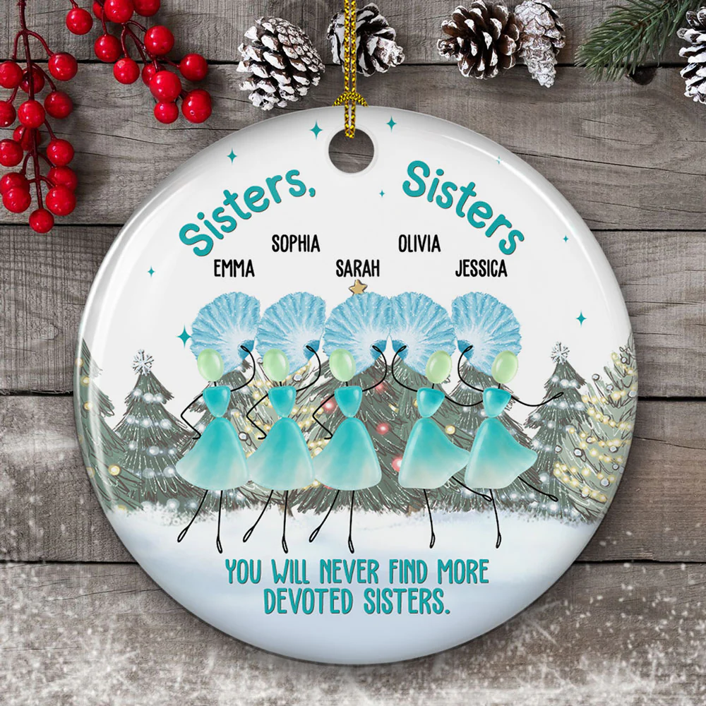 Awesome Sisters Sisters - Personalized Custom Ceramic Ornament - Image 3