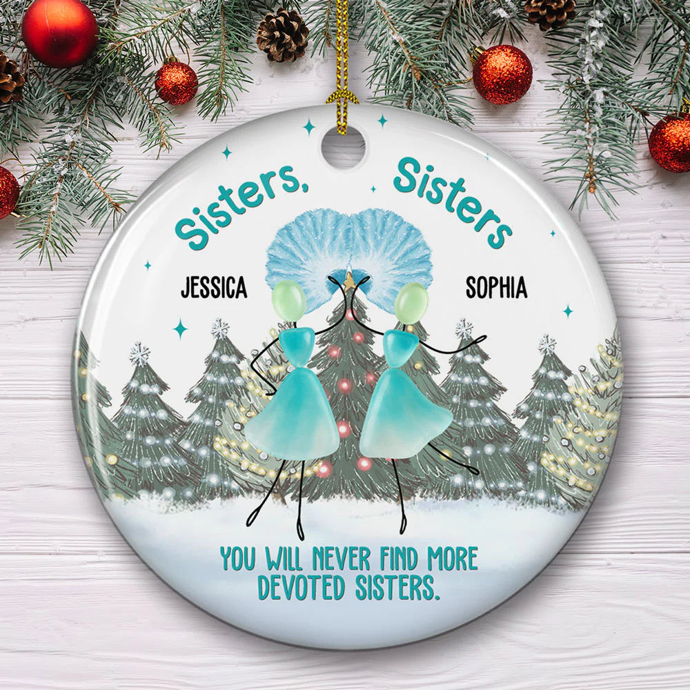 Awesome Sisters Sisters - Personalized Custom Ceramic Ornament - Image 4