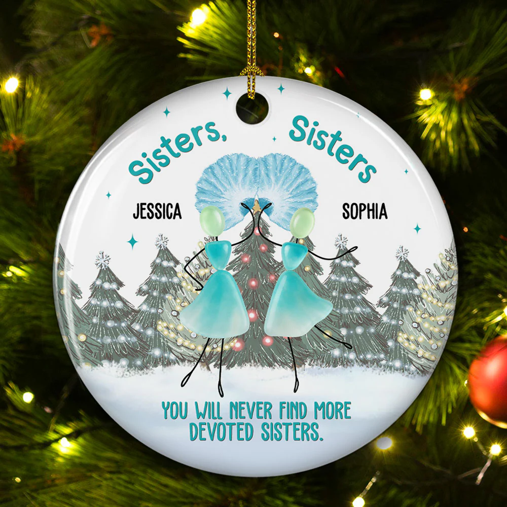 Awesome Sisters Sisters - Personalized Custom Ceramic Ornament - Image 5