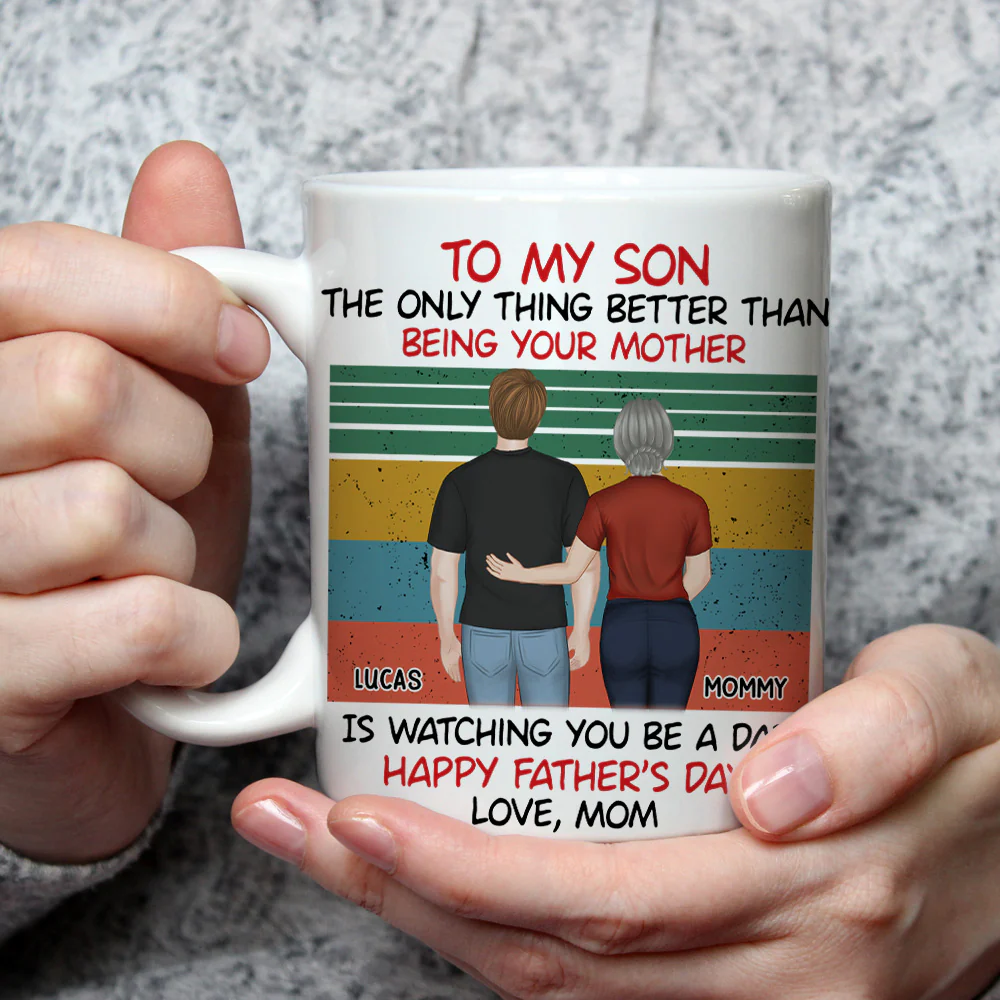 Awesome Son Better Dad Back View - Personalized Custom Coffee Mug - Image 4