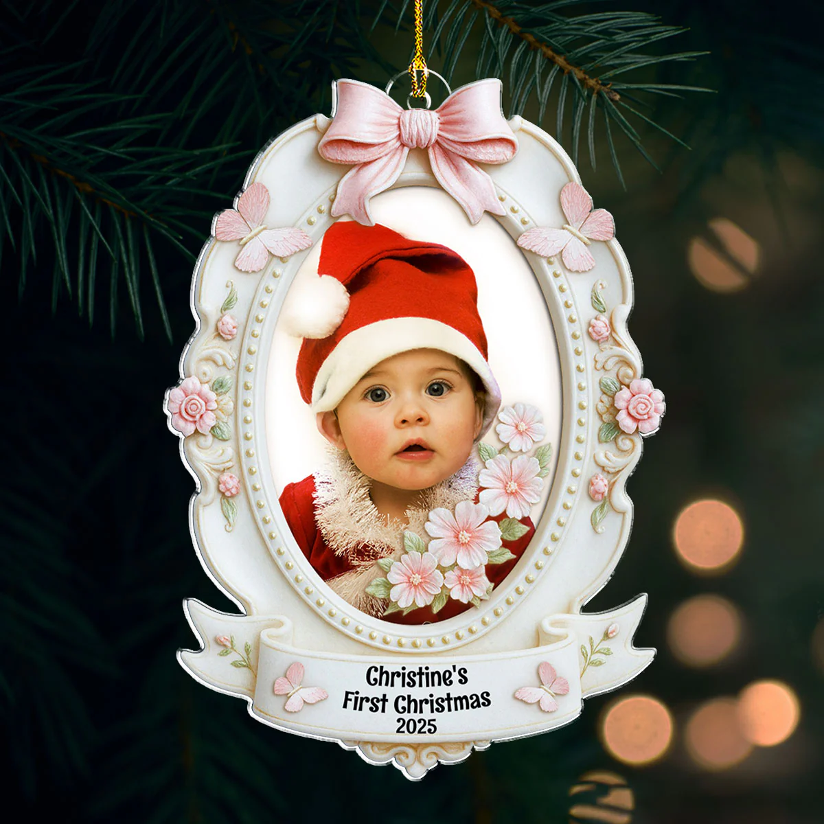 Baby 1st Christmas 2025 Custom Photo - Personalized Custom Acrylic Ornament - Image 2