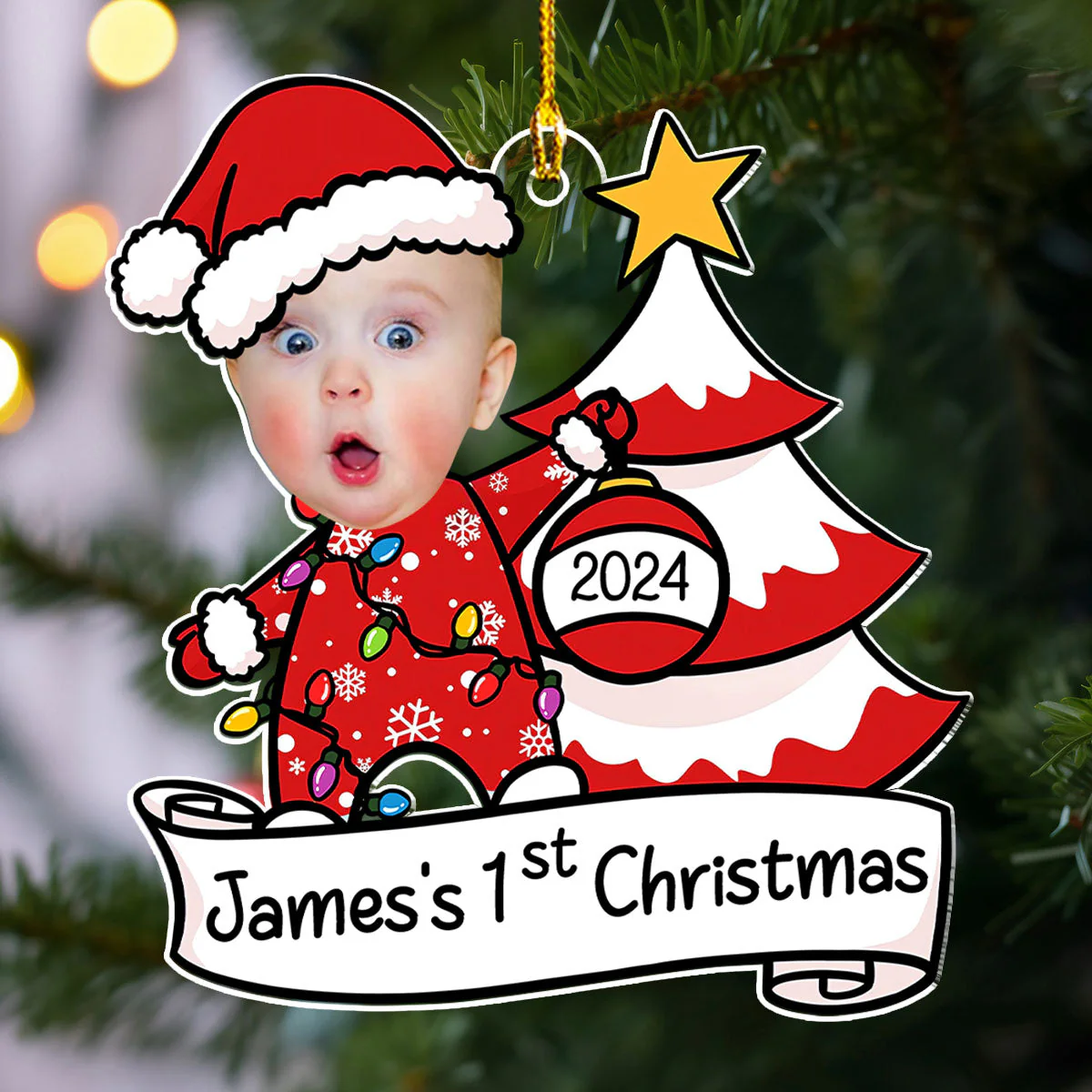 Baby 1st Christmas - Personalized Custom Acrylic Ornament - Image 2