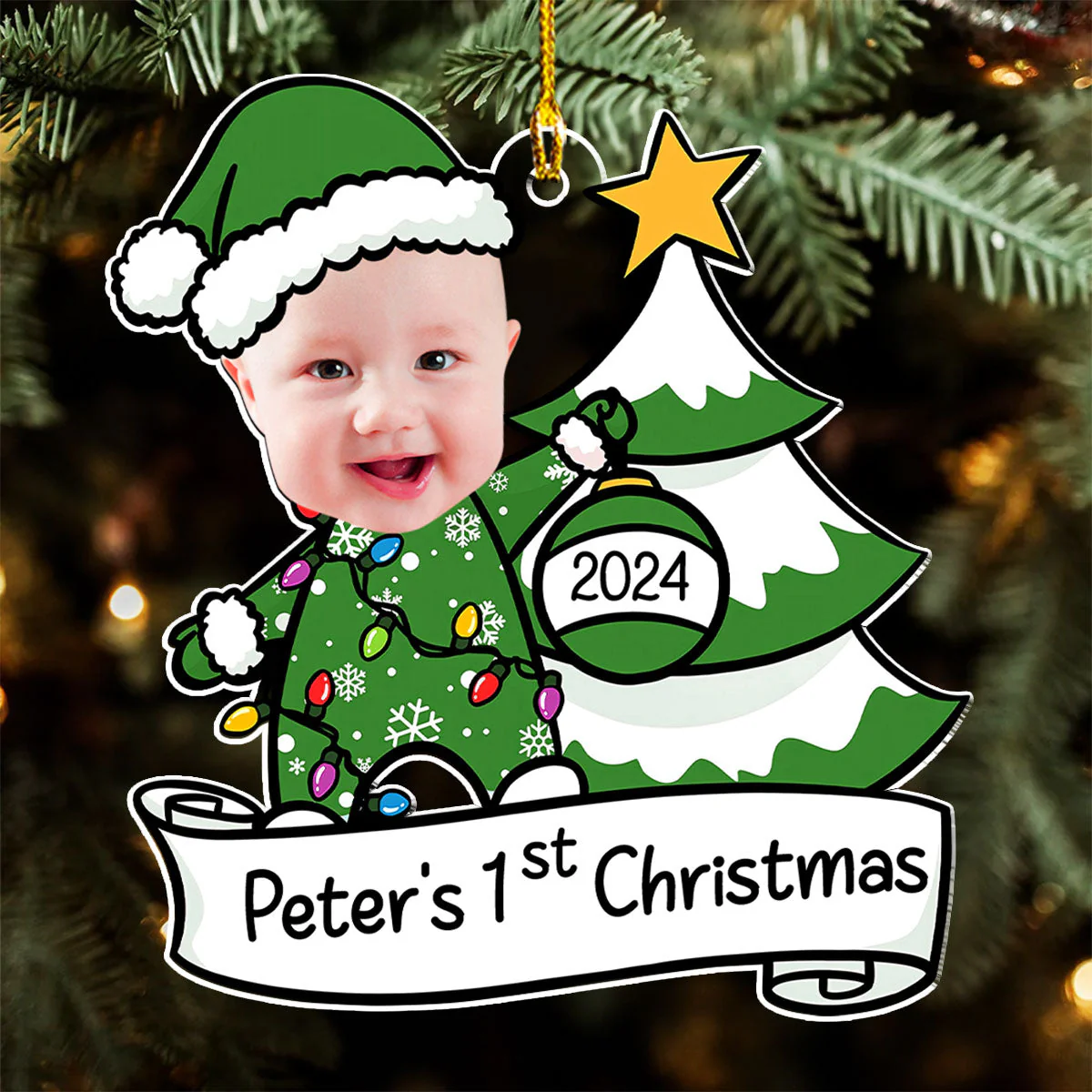 Baby 1st Christmas - Personalized Custom Acrylic Ornament - Image 3