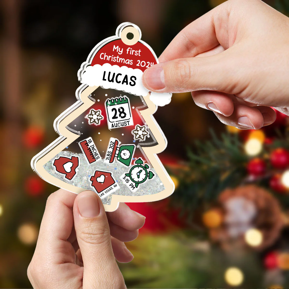 Baby 1st Christmas - Personalized Custom Acrylic Shaker Ornament - Image 2
