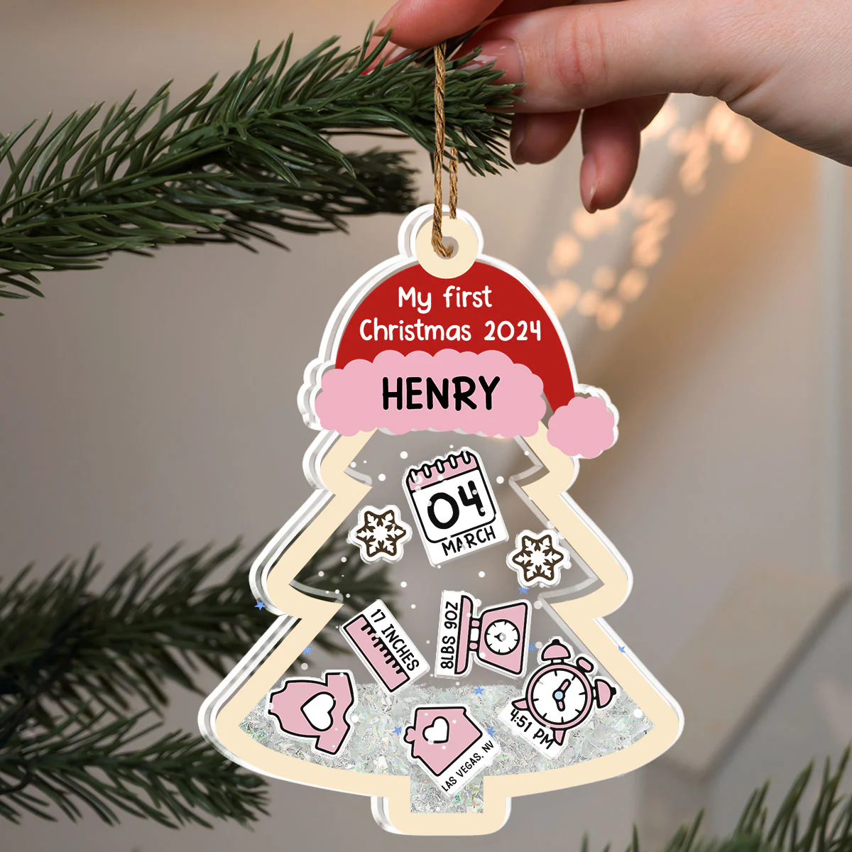 Baby 1st Christmas - Personalized Custom Acrylic Shaker Ornament - Image 3