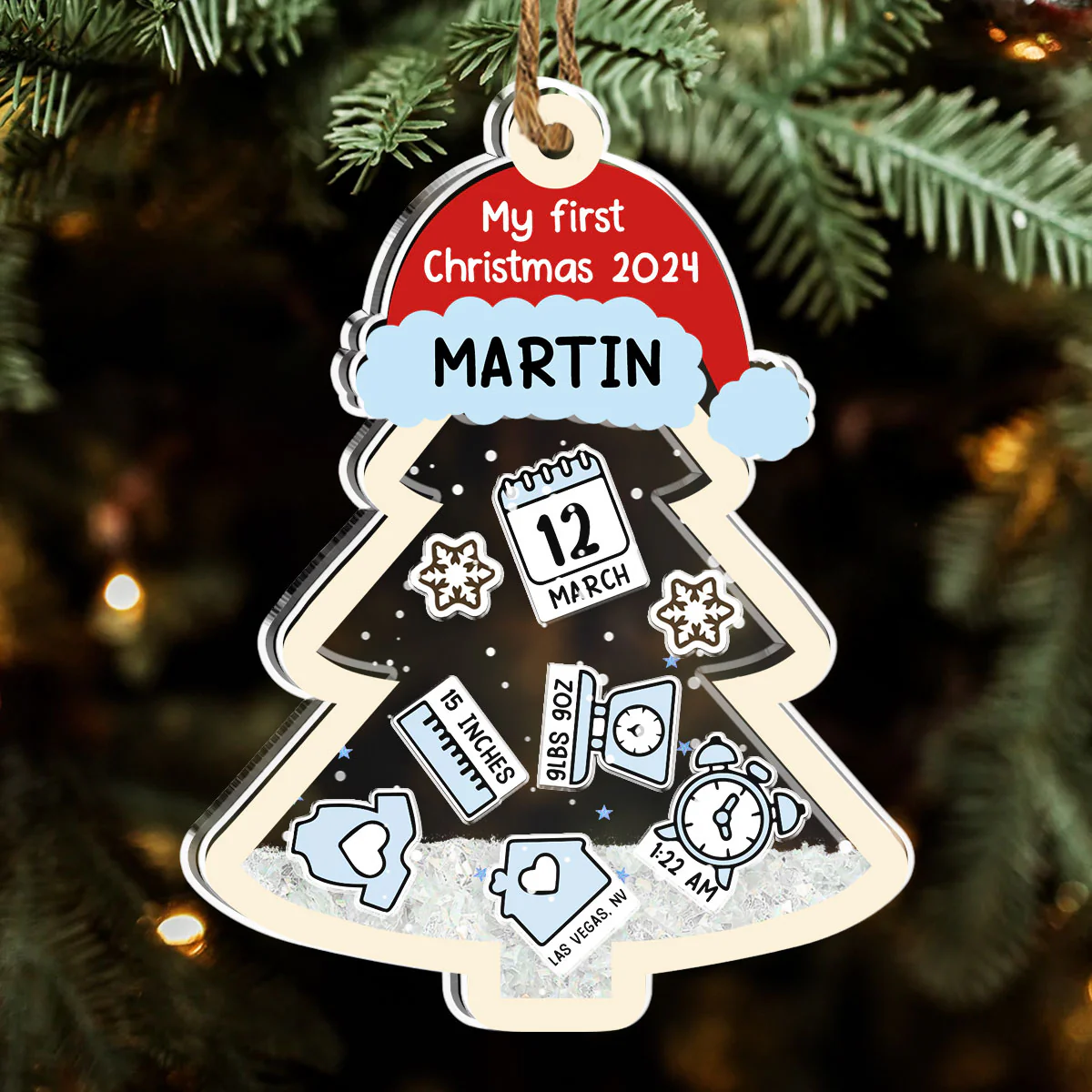 Baby 1st Christmas - Personalized Custom Acrylic Shaker Ornament - Image 4