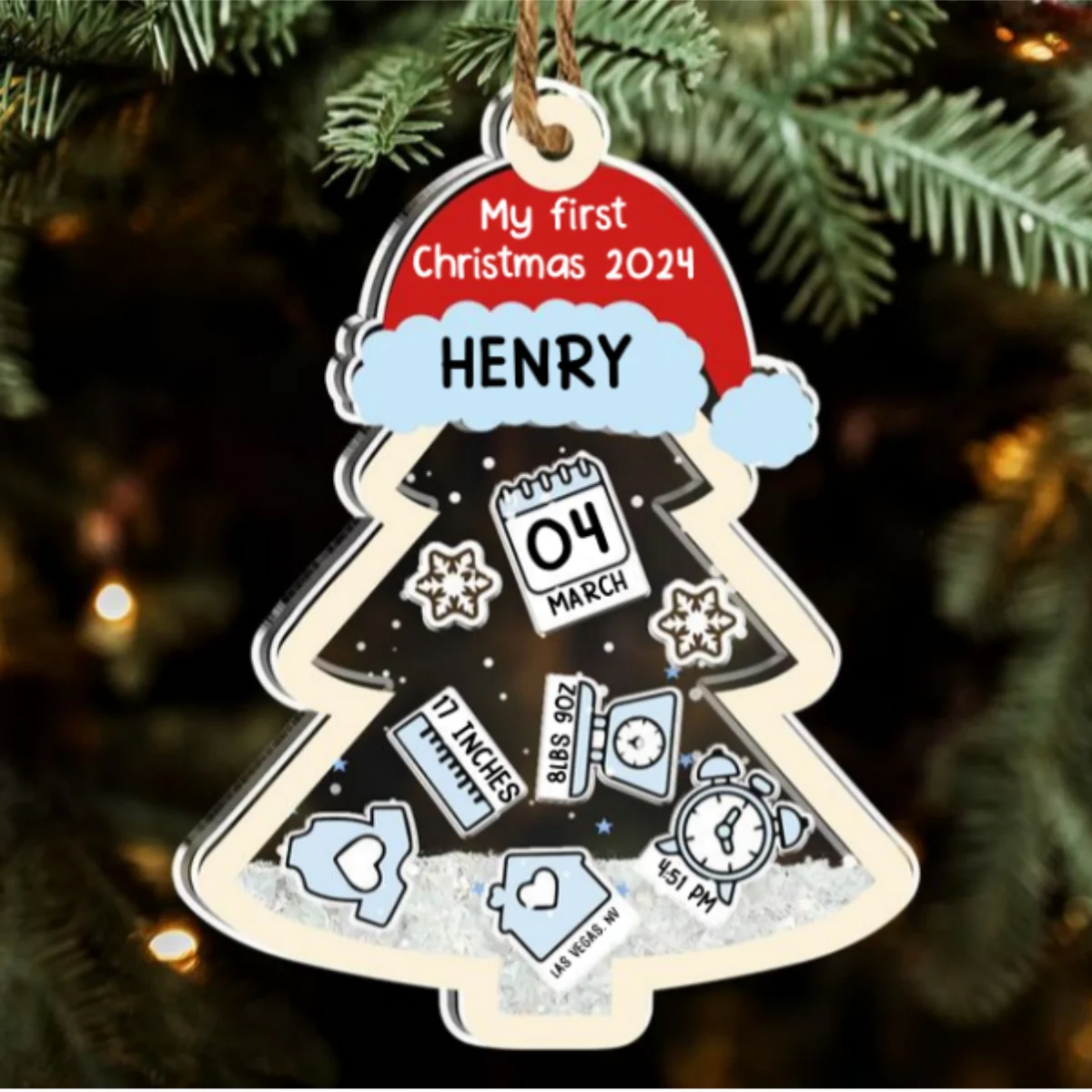 Baby 1st Christmas - Personalized Custom Acrylic Shaker Ornament - Image 5