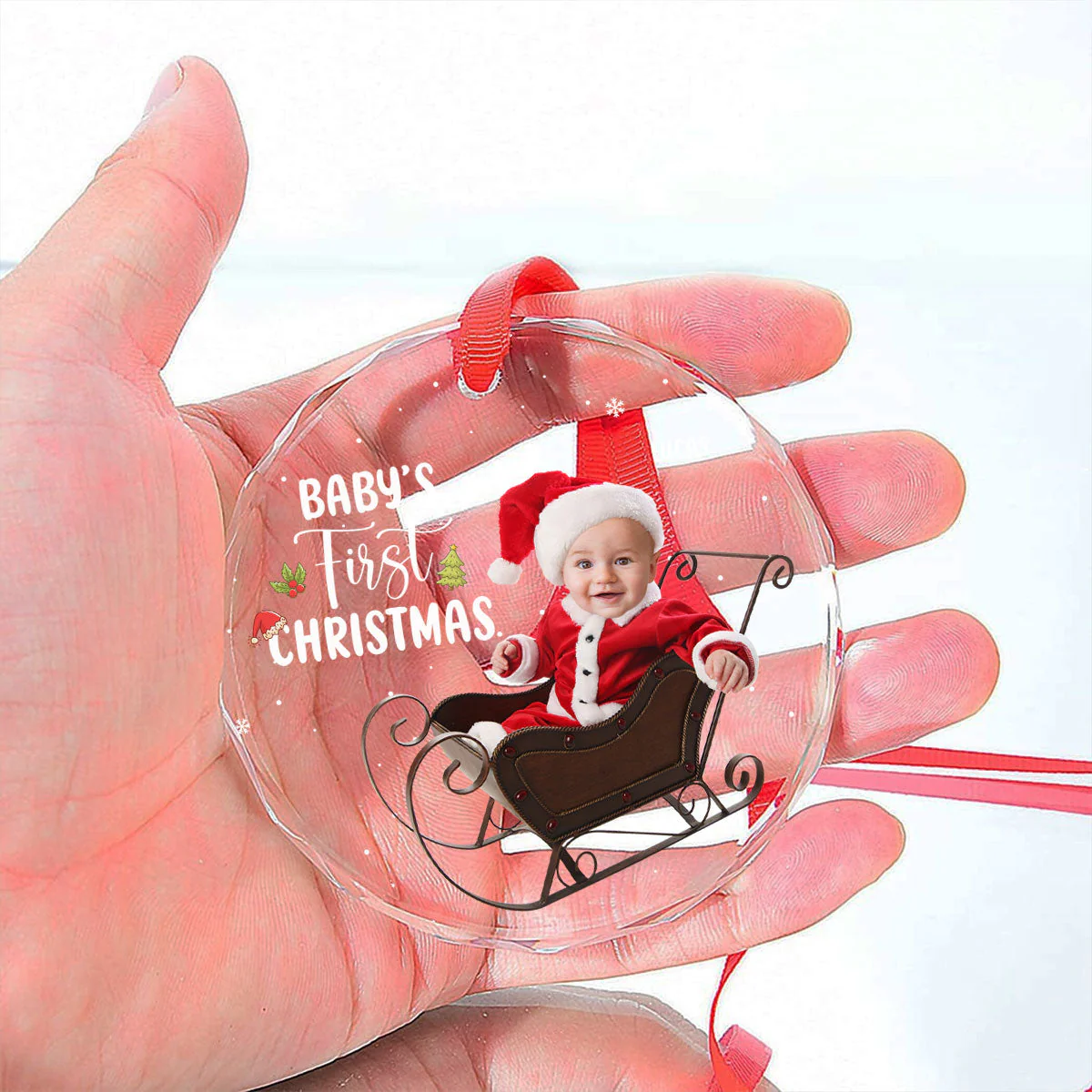 Baby 1st Christmas - Personalized Custom Glass Ornament - Image 5
