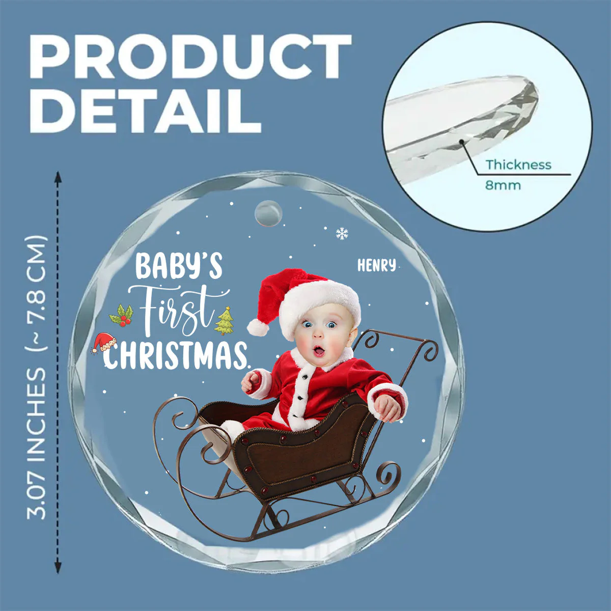 Baby 1st Christmas - Personalized Custom Glass Ornament - Image 6