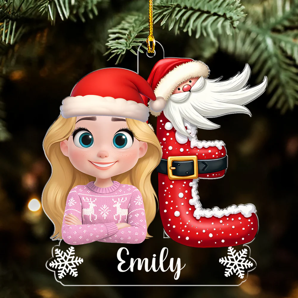 Baby And Santa - Personalized Custom Acrylic Ornament - Image 5