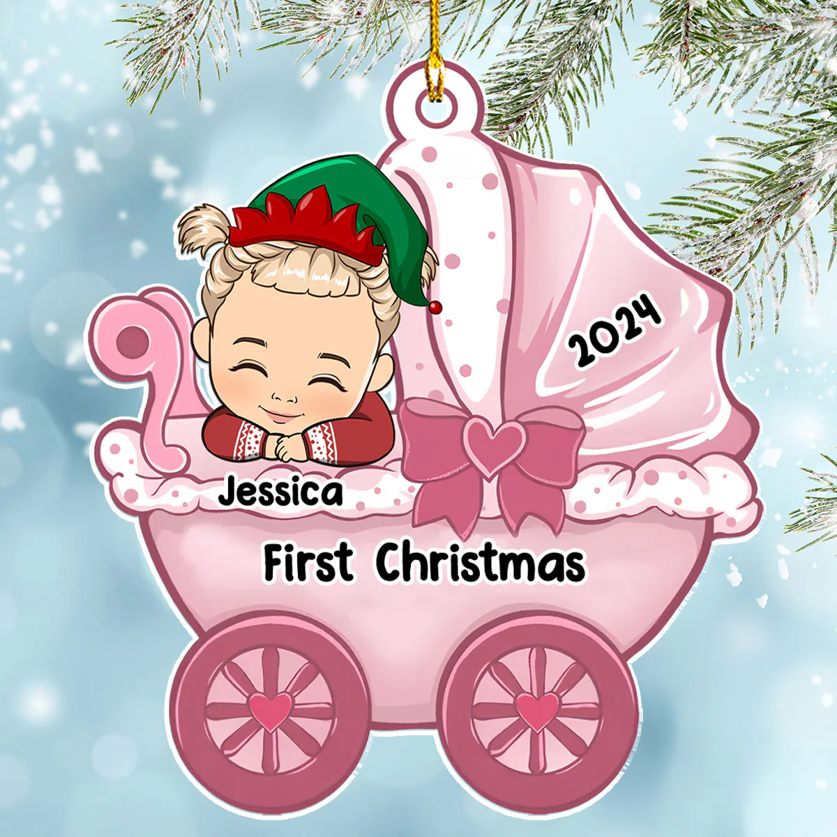 Baby Carriage - Personalized Custom Acrylic Ornament - Image 3