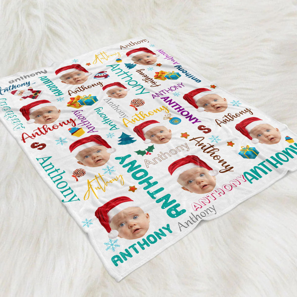 Baby Christmas Custom Photo - Personalized Custom Fleece Blanket - Image 3